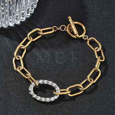 Two Tone 304 Stainless Steel Link Bracelets BJEW-P396-01E-A-1