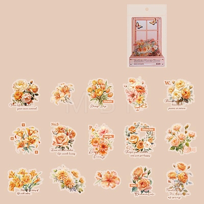 Refreshing Vintage Plant Style Flower PET Adhesive Waterproof Stickers Self-Adhesive Stickers PW-WGCB678-04-1