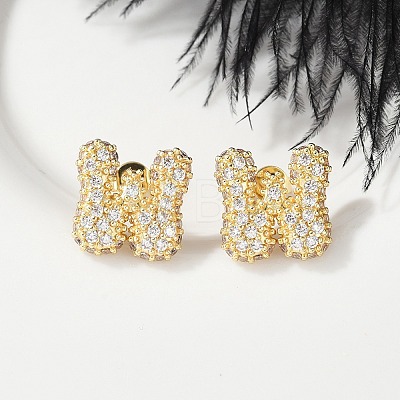 Brass Micro Pave Cubic Zirconia Stud Earrings EJEW-Z091-04G-W-1