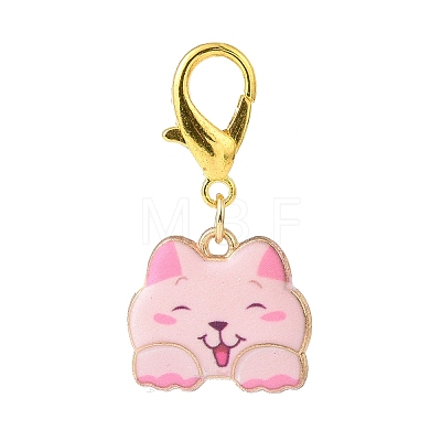 Cat Alloy Enamel Pendants Decorations Set HJEW-JM00823-1