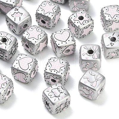 Printed Carved Opaque Acrylic Beads AC-CBADA7D-13-1