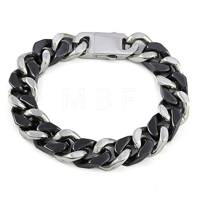 304 Stainless Steel Ceramics Cuban Link Chain Bracelets for Men BJEW-B102-02P-02-1