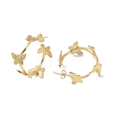 Brass Butterfly Wrap Stud Earrings EJEW-P214-11G-1
