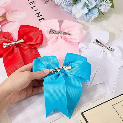Bowknot Polyester Alligator Hair Clips for Women Girls OHAR-CP0001-26A-1