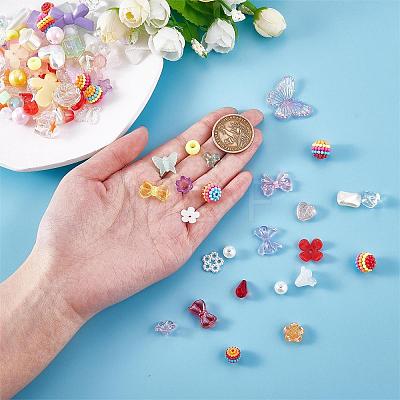 150 Pieces Random Rose Acrylic Beads Bear Pastel Spacer Beads Butterfly Loose Beads for Jewelry Keychain Phone Lanyard Making JX543A-1