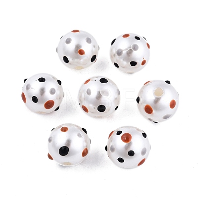 Spot Pattern Opaque ABS Plastic Imitation Pearl Enamel Beads KY-G020-02A-1