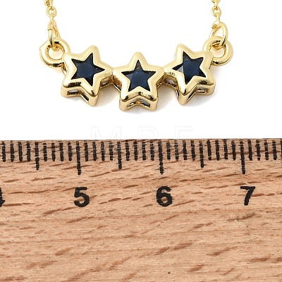 Brass Glass Triple Star Pendant Necklaces KK-CBAB173-03G-04-1