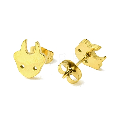 Cute Little Animal Theme 304 Stainless Steel Stud Earrings EJEW-B041-03A-G-1