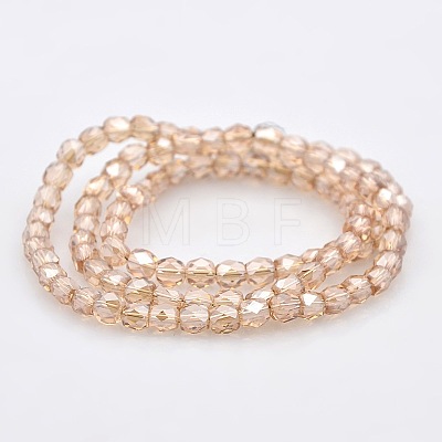 Pearl Luster Plated Glass Faceted Drum Beads Strands GLAA-A032-4mm-PL08-1