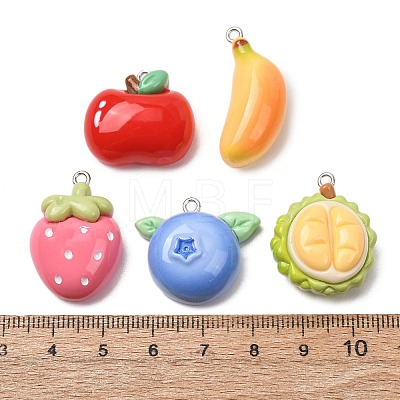 Opaque Resin Imitation Fruit Pendants RESI-B049-01-1