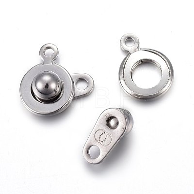 201 Stainless Steel Snap Clasps STAS-C042-03P-1