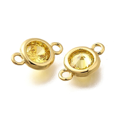 Brass Cubic Zirconia Connector Charms KK-Q043-24G-01-1