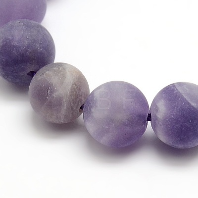 Frosted Natural Amethyst Round Bead Strands G-M064-10mm-13-1