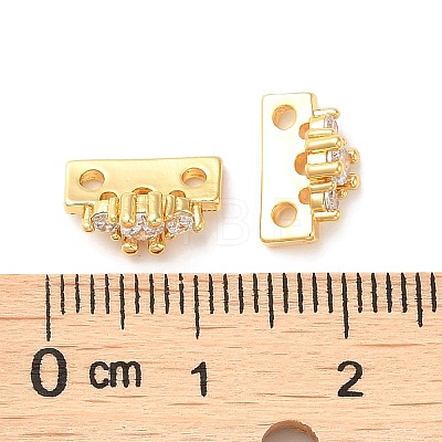 Brass Micro Pave Clear Cubic Zirconia Slide Charms KK-P239-16G-1