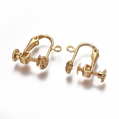 Brass Clip-on Earring Findings KK-F785-02G-1