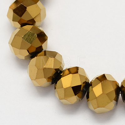 Electroplate Glass Beads Strands GR8X12MMY-G-1
