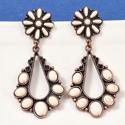 Alloy Synthetic Turquoise Dangle Stud Earrings EJEW-U053-12R-1