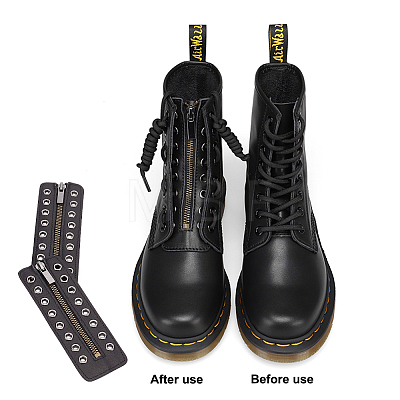 PU Leather Lace-in Boot Zipper Inserts DIY-WH0043-51AB-01-1