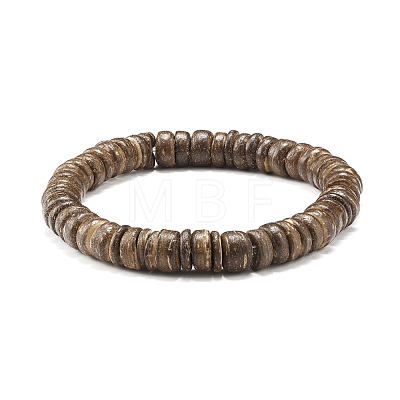 Flat Round Coconut Beads Stretch Bracelets Set BJEW-JB07010-1