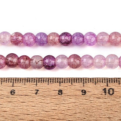 Ombre Effect Dyed Crackle Glass Beads Strands GLAA-Q106-01A-B22-1