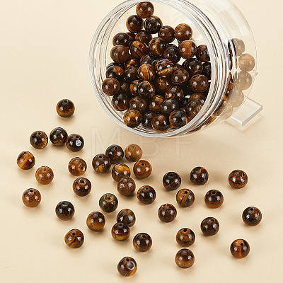 Grade AB Natural Tiger Eye Round Beads Strands G-OC0001-19-1