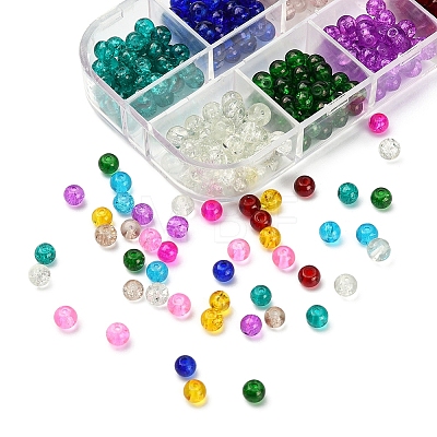540Pcs 12 Colors Spray Painted Crackle Glass Beads Strands CCG-YW0001-08-1