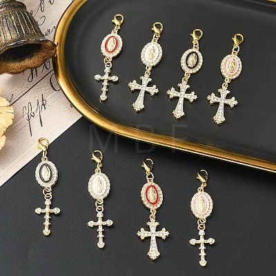 4Pcs Alloy Enamel & Rhinestone Pendant Decorations HJEW-YW00493-01-1