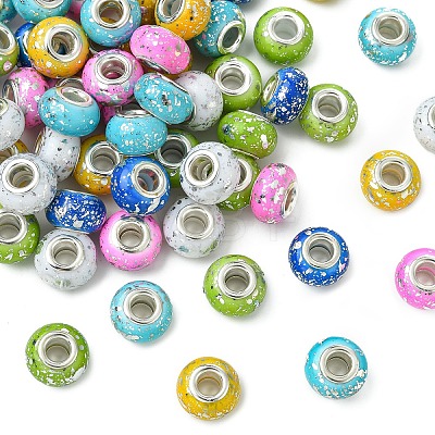 60Pcs 6 Colors Opaque Resin Rondelle European Beads RESI-YW0006-43-1