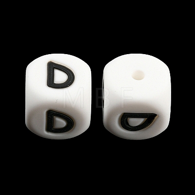 20Pcs White Cube Letter Silicone Beads 12x12x12mm Square Dice Alphabet Beads with 2mm Hole Spacer Loose Letter Beads for Bracelet Necklace Jewelry Making JX432D-1