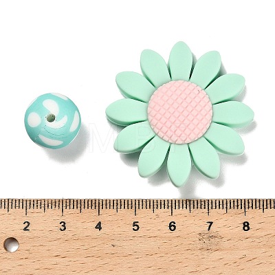 23Pcs Sunflower & Round Silicone Focal Beads SIL-L005-01E-1