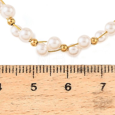 304 Stainless Steel & Plastic Pearl Round Beaded Necklaces SA-CBAAFEE-01G-1