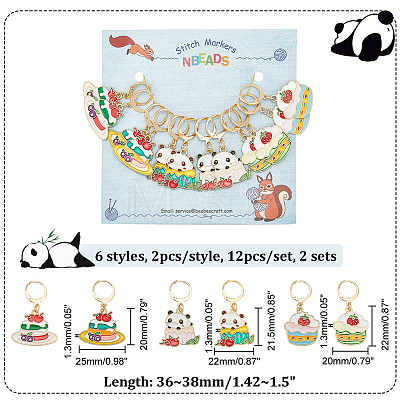 Alloy Enamel Cake Pendant Locking Stitch Markers HJEW-AB00003-1