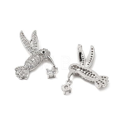 Brass Micro Pave Clear Cubic Zirconia Pendants KK-G533-07A-P-1