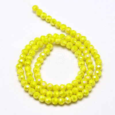 Faceted Round Full Rainbow Plated Electroplate Glass Beads Strands X-EGLA-J130-FR05-1
