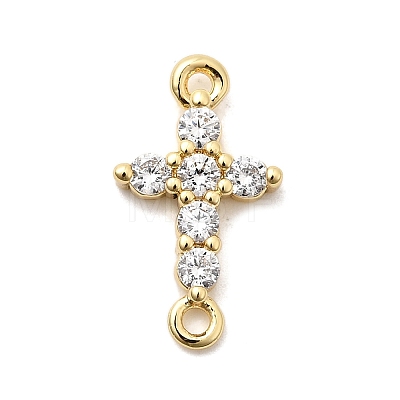 Brass Pave Clear Cubic Zirconia Connector Charms KK-H529-39B-G-1