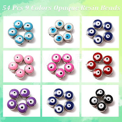  54Pcs 9 Colors Opaque Resin Beads RESI-NB0001-88-1