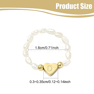 Natural Freshwater Pearl & 304 Stainless Steel Bead Finger Rings RJEW-FS00001-04-1