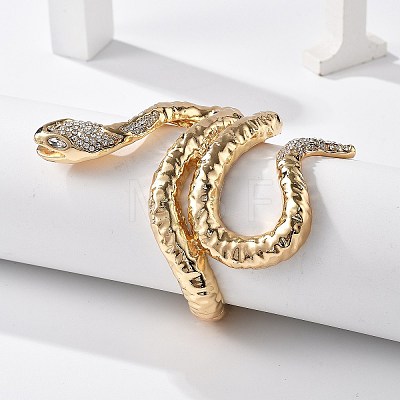 Snake Alloy Open Cuff Bangles for Women BJEW-A027-02G-1