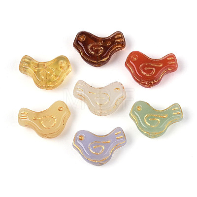 Baking Paint and Golden Metal Enlaced Glass Beads DGLA-T004-37M-1