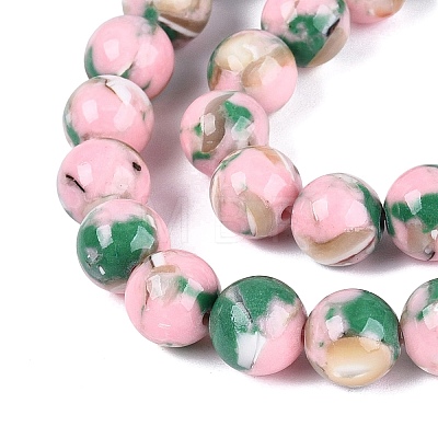 Assembled Synthetic Turquoise and Trochus Shell Beads Strands G-N369-02B-01-1