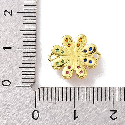 Real 18K Gold Plated Brass Micro Pave Cubic Zirconia Connector Charms KK-L209-050G-01-1