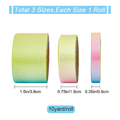 Gorgecraft 30 Yards 3 Styles Rainbow Gradient Polyester Ribbon OCOR-GF0002-12-1