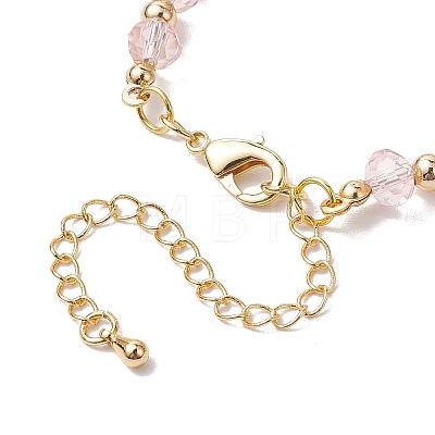 Faceted Rondelle Glass & Brass Beaded Bracelets for Women BJEW-JB10699-1