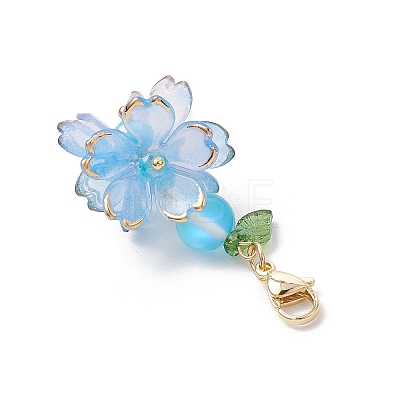 Flower Synthetic Moonstone & Glass Pendant Decorations HJEW-TA00337-02-1