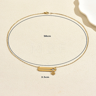 201 Stainless Steel Oval Tag Hollow Heart Clover Pendant Necklaces for Women TS8934-1