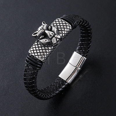 Punk Braided PU Leather Cord Bracelets AV4566-1-1