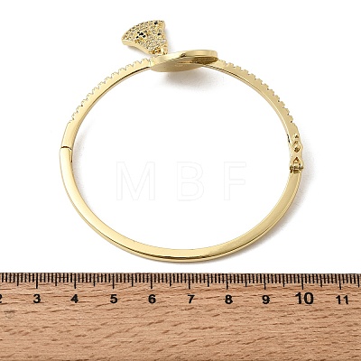 Bell Brass Micro Pave Cubic Zirconia Hinged Bangles BJEW-K274-14G-1