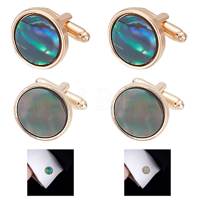 WADORN 2 Pairs 2 Colors Natural Shell Cufflinks for Men FIND-WR0010-96-1