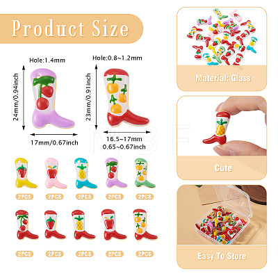 20Pcs 10 Styles Fruit Theme Boot Baking Paint Glass Enamel Beads LAMP-TA0002-78C-1