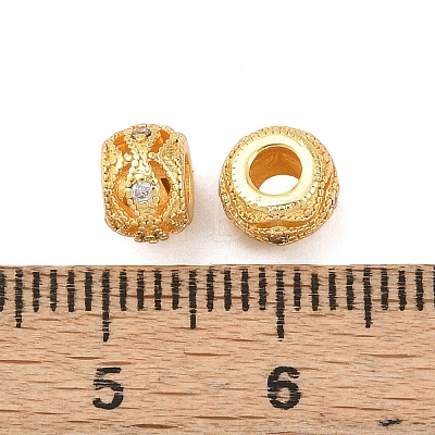 Brass Micro Pave Clear Cubic Zirconia Beads KK-C142-12B-G-1